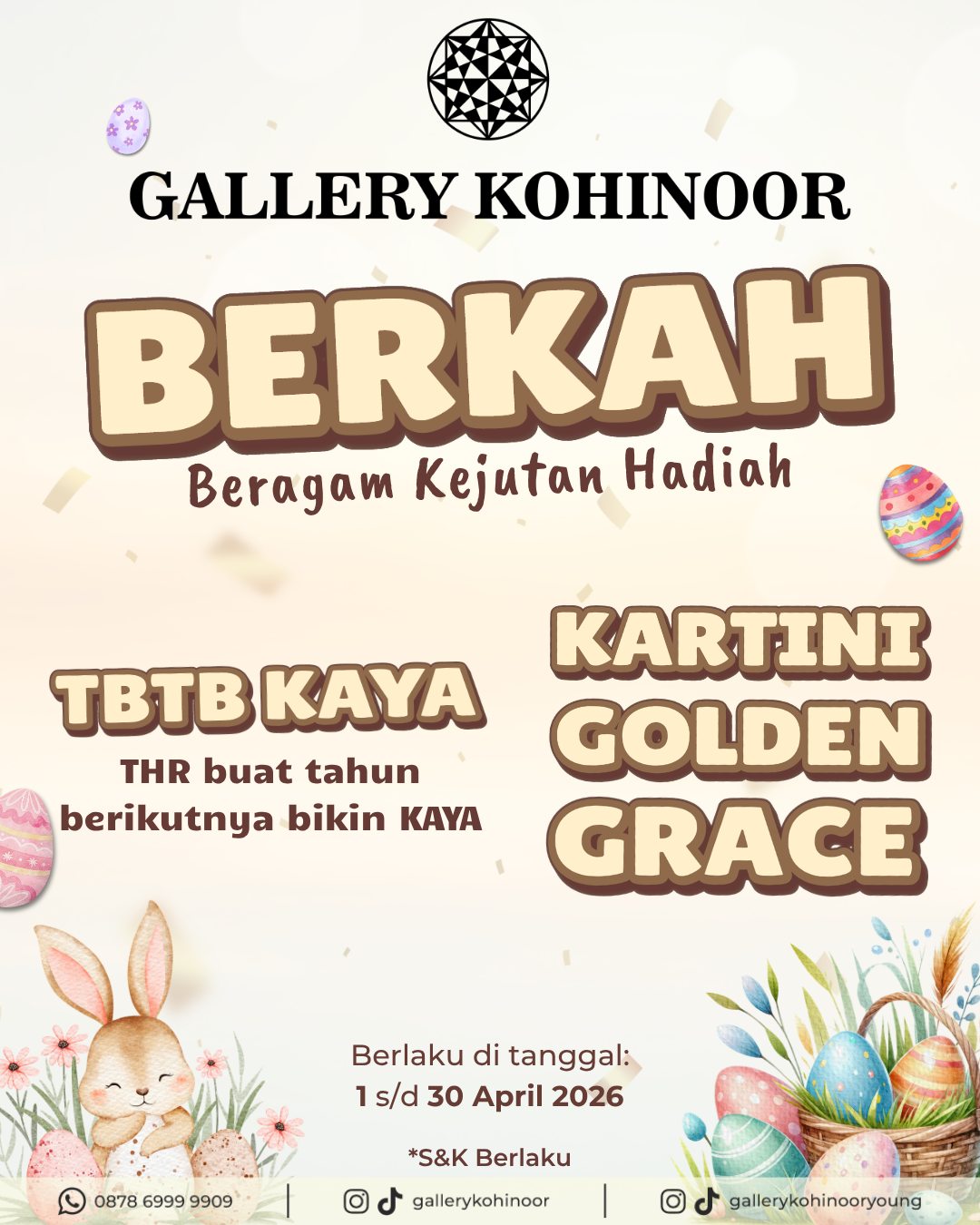 Dapat THR Lebaran bingung mau dipakai beli apa? Investasi emas aja di Gallery Kohinoor dengan promo menarik di bulan ini. 😍🧡
Potongan harga 25.000/gr sampai promo diskon 50% cuci perhiasan special kartini collection.
S&K Berlaku.
More Info : ⤵️⤵️⤵️
Whatsapp : 087869999909
Our outlets :
Gallery Kohinoor : Jl. Sulawesi No. 106-108, Denpasar, Bali. (0361)237925
.
New Gallery Kohinoor : Jl. Sulawesi No. 80, Denpasar, Bali. (0361)8486111
.
Gallery Kohinoor Teuku Umar : Jl. Teuku umar No. 14, Denpasar, Bali. (0361)8488999
#tokoemasbali #gallerykohinoor #goldshop #goldjewellry #promo