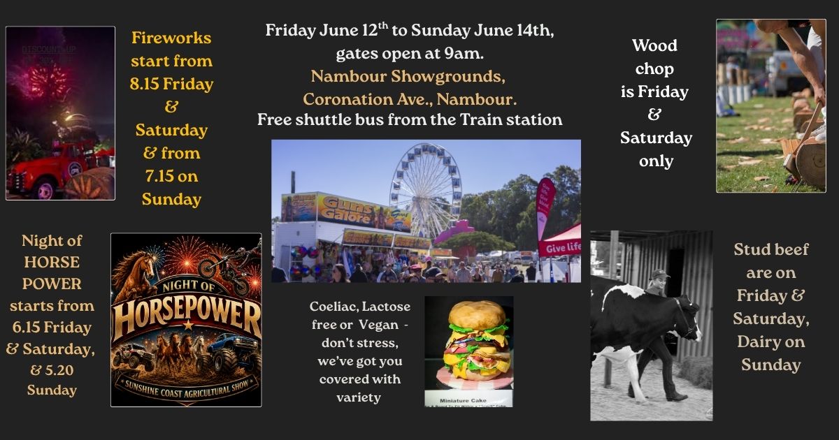 Have you got some SHOW questions? Then we can answer some of them promptly for you on our FAQs page https://sunshinecoastshow.com.au/info/faq/ Here ar…